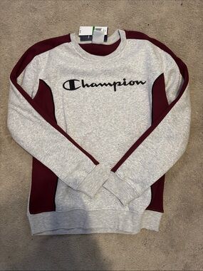 NWT Champion Boy’s Grey and Maroon Crewneck Sweatshirt